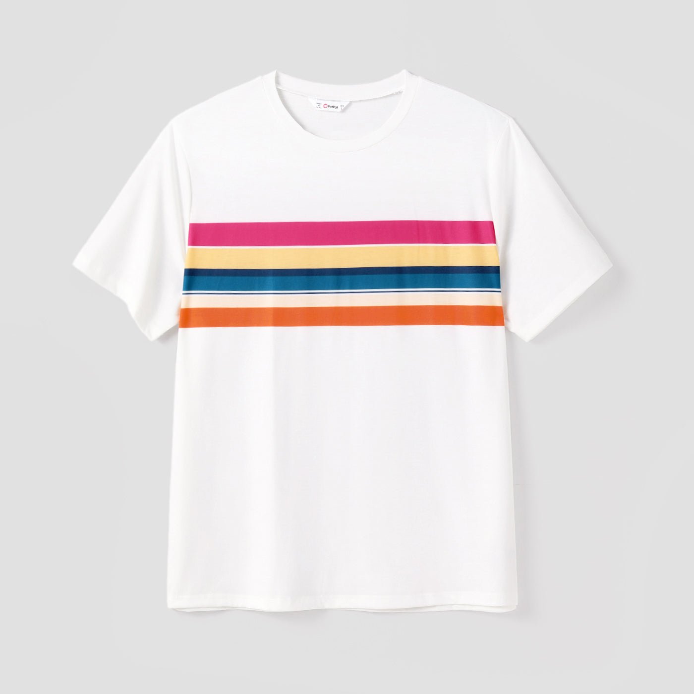 Family Matching Colorful Striped Ruffled High Low Hem Cami Dresses and Short-sleeve T-shirts Sets - 20617623