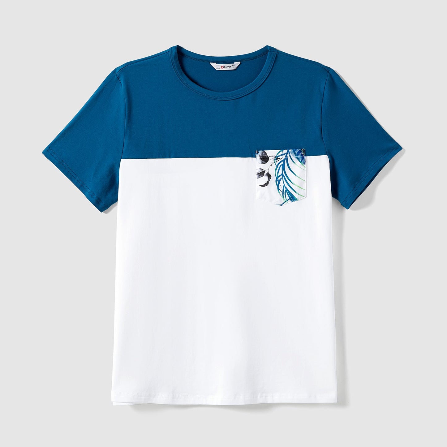 Family Matching Cotton Colorblock Short-sleeve T-shirts and Allover Plant Print Cami Dresses Sets - 20631832