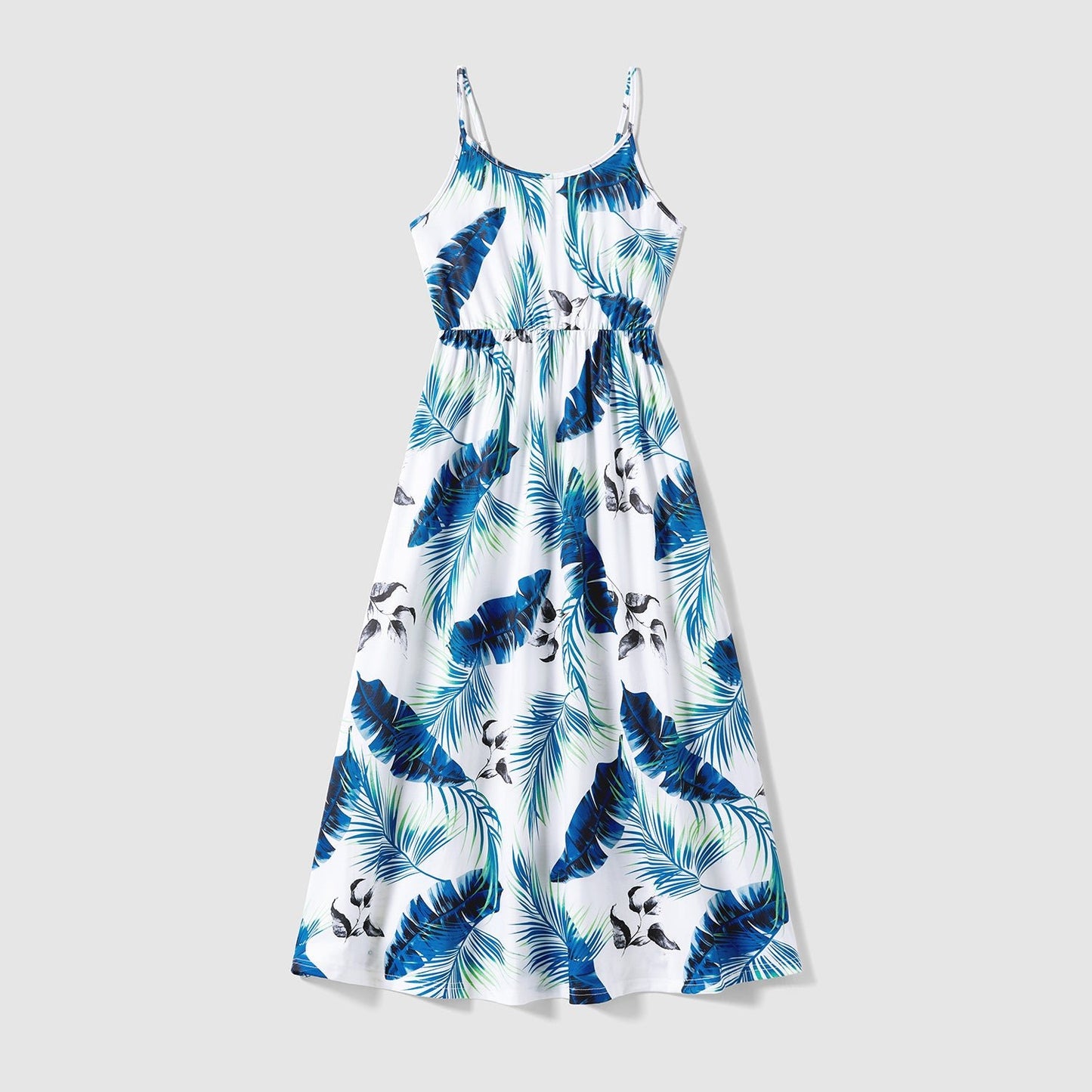 Family Matching Cotton Colorblock Short-sleeve T-shirts and Allover Plant Print Cami Dresses Sets - 20631832