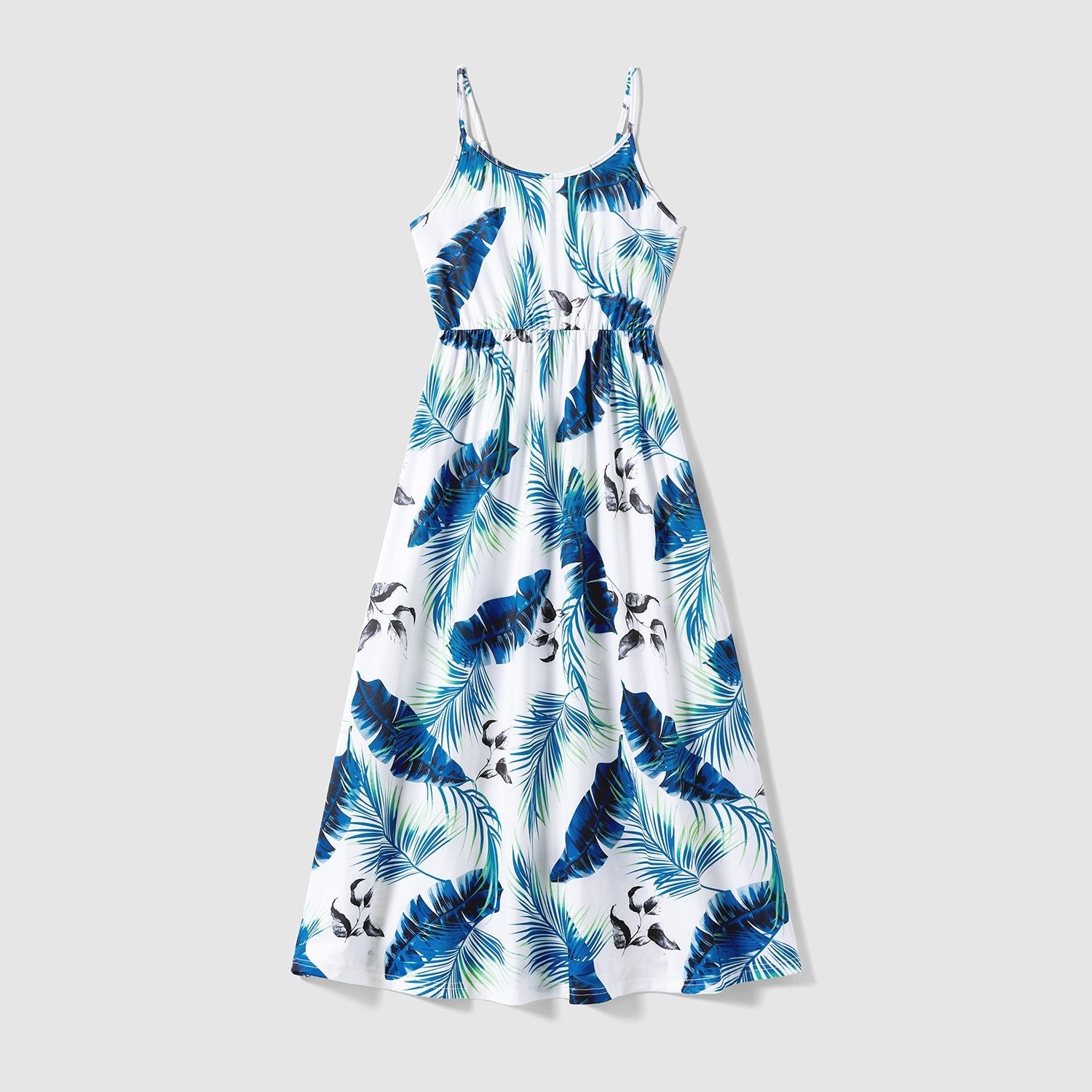 Family Matching Cotton Colorblock Short-sleeve T-shirts and Allover Plant Print Cami Dresses Sets - 20631832