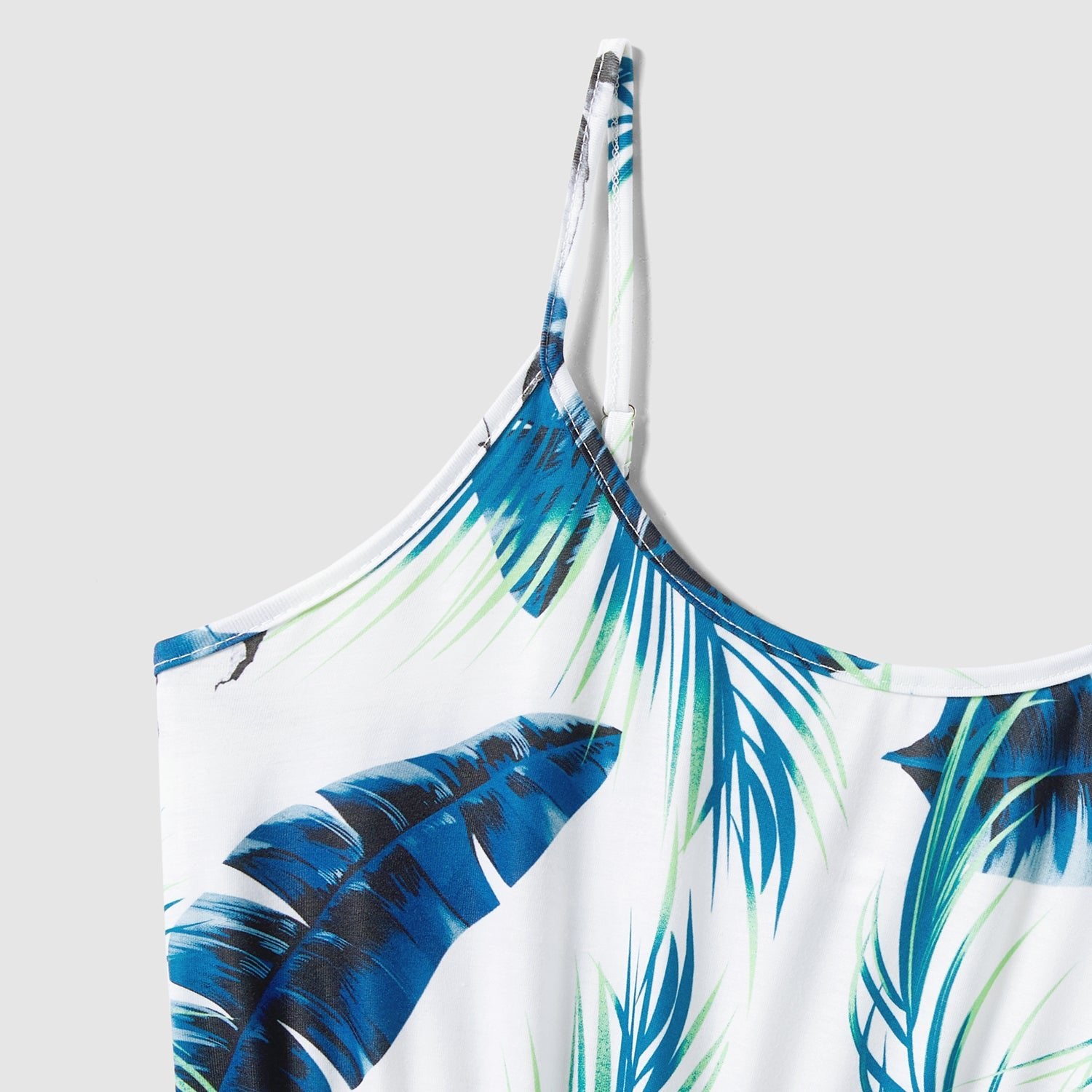 Family Matching Cotton Colorblock Short-sleeve T-shirts and Allover Plant Print Cami Dresses Sets - 20631832