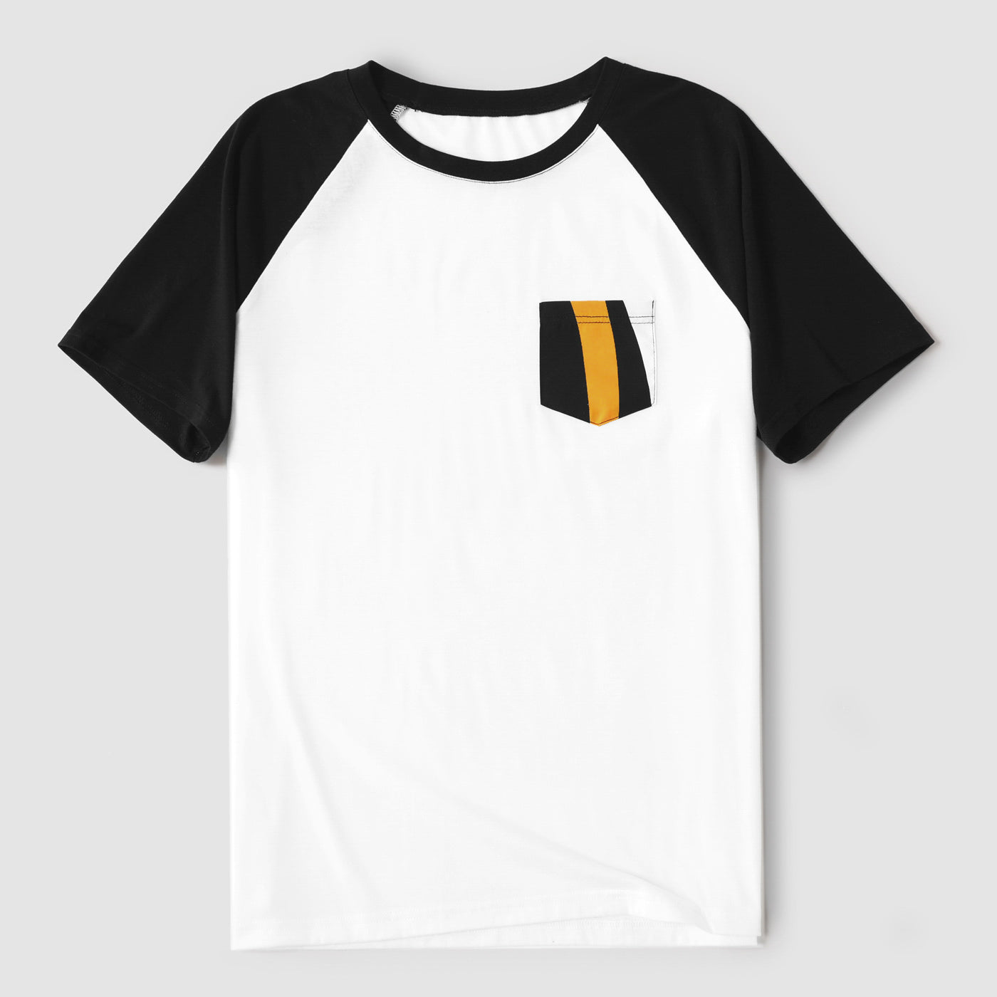 Family Matching Cotton Raglan Sleeve T-shirts and Striped Belted Dresses Sets - 20572395