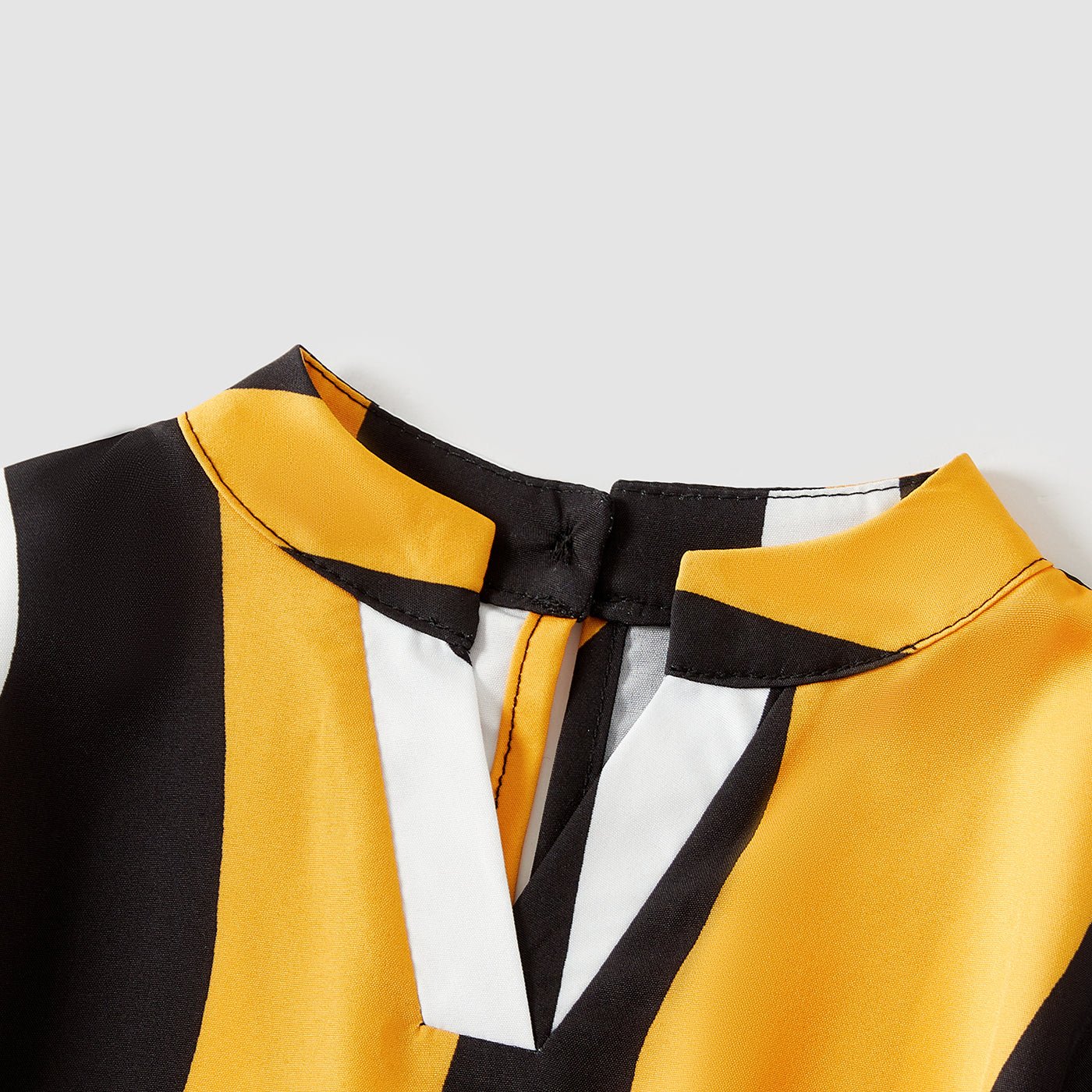 Family Matching Cotton Raglan Sleeve T-shirts and Striped Belted Dresses Sets - 20572395