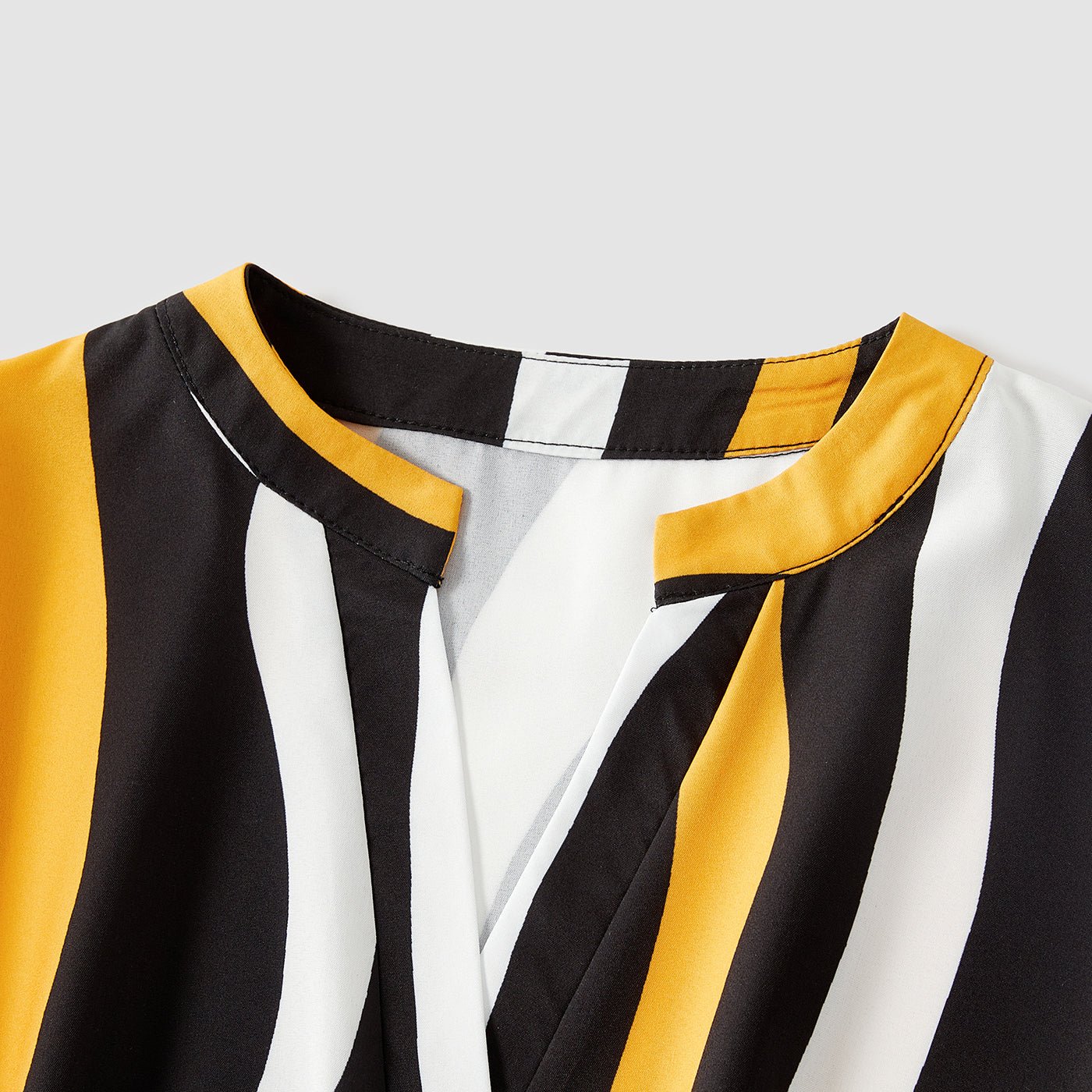 Family Matching Cotton Raglan Sleeve T-shirts and Striped Belted Dresses Sets - 20572395