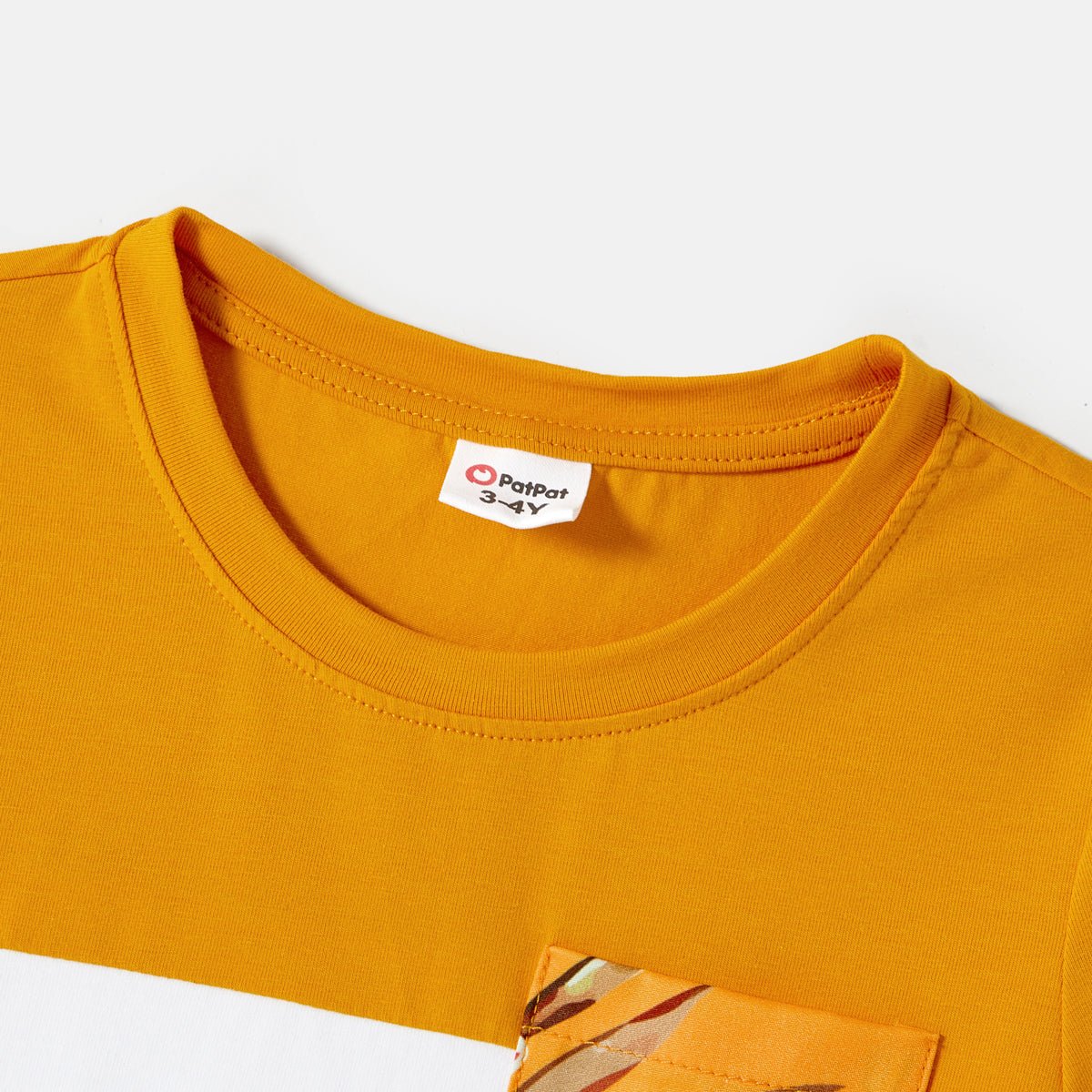 Family Matching Cotton Short-sleeve Colorblock T-shirts and Allover Floral Print Belted Strappy Dresses Sets - 20605990