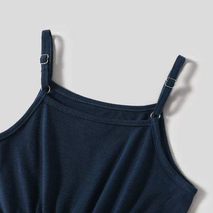 Family Matching Cotton Short-sleeve Colorblock T-shirts and Floral Print Naia? Spliced Cami Dresses Sets - 20560619