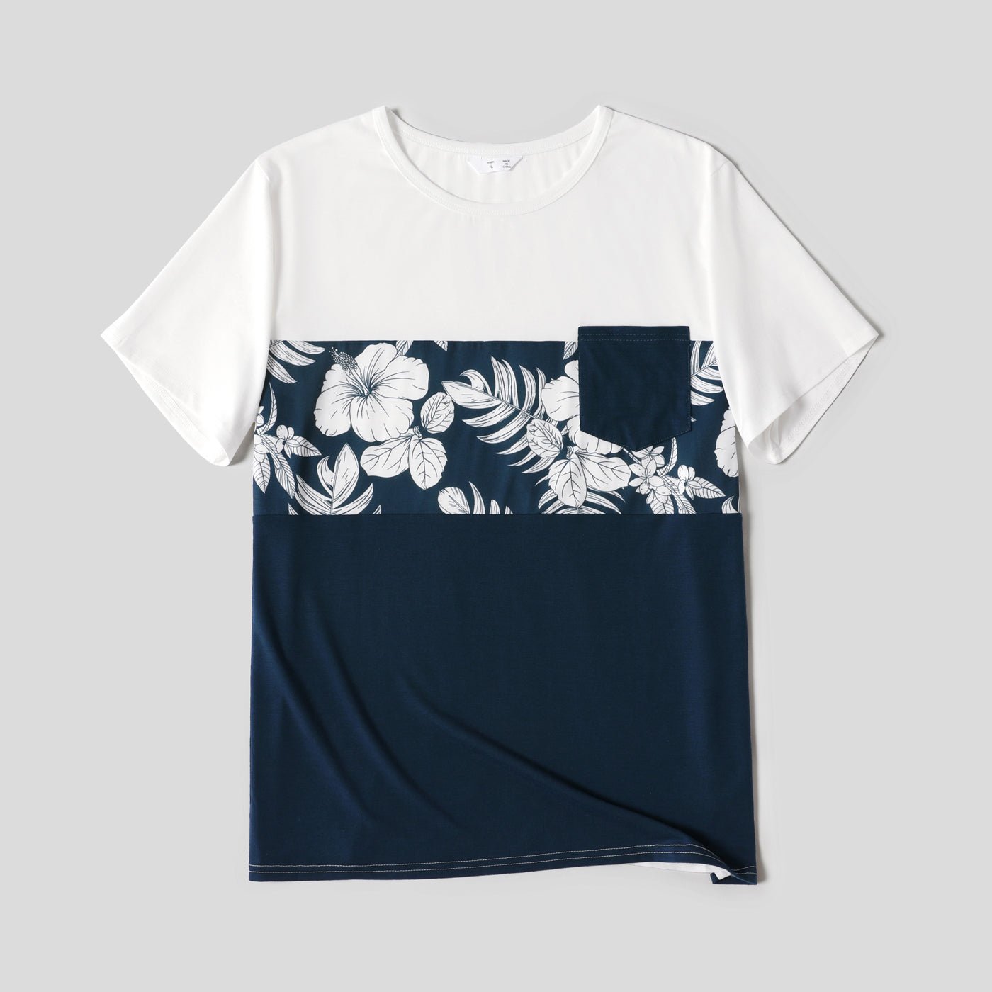 Family Matching Cotton Short-sleeve Colorblock T-shirts and Floral Print Naia? Spliced Cami Dresses Sets - 20560619