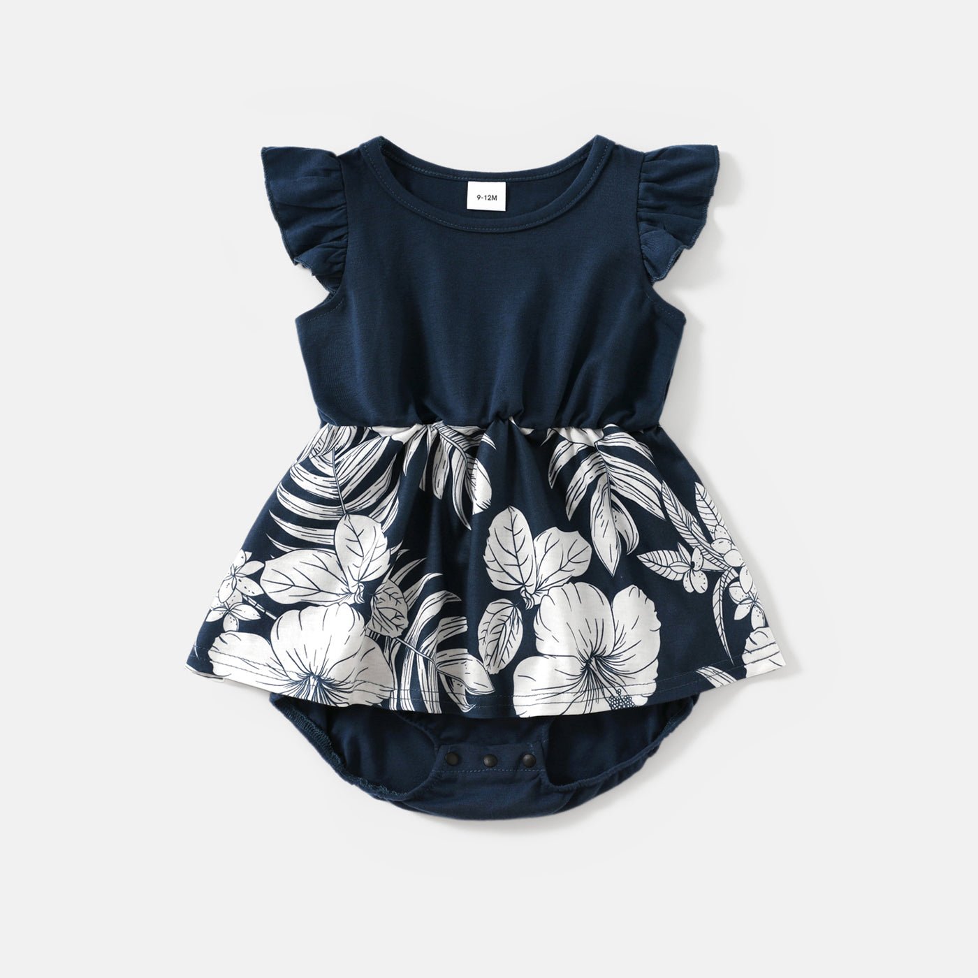 Family Matching Cotton Short-sleeve Colorblock T-shirts and Floral Print Naia? Spliced Cami Dresses Sets - 20560619