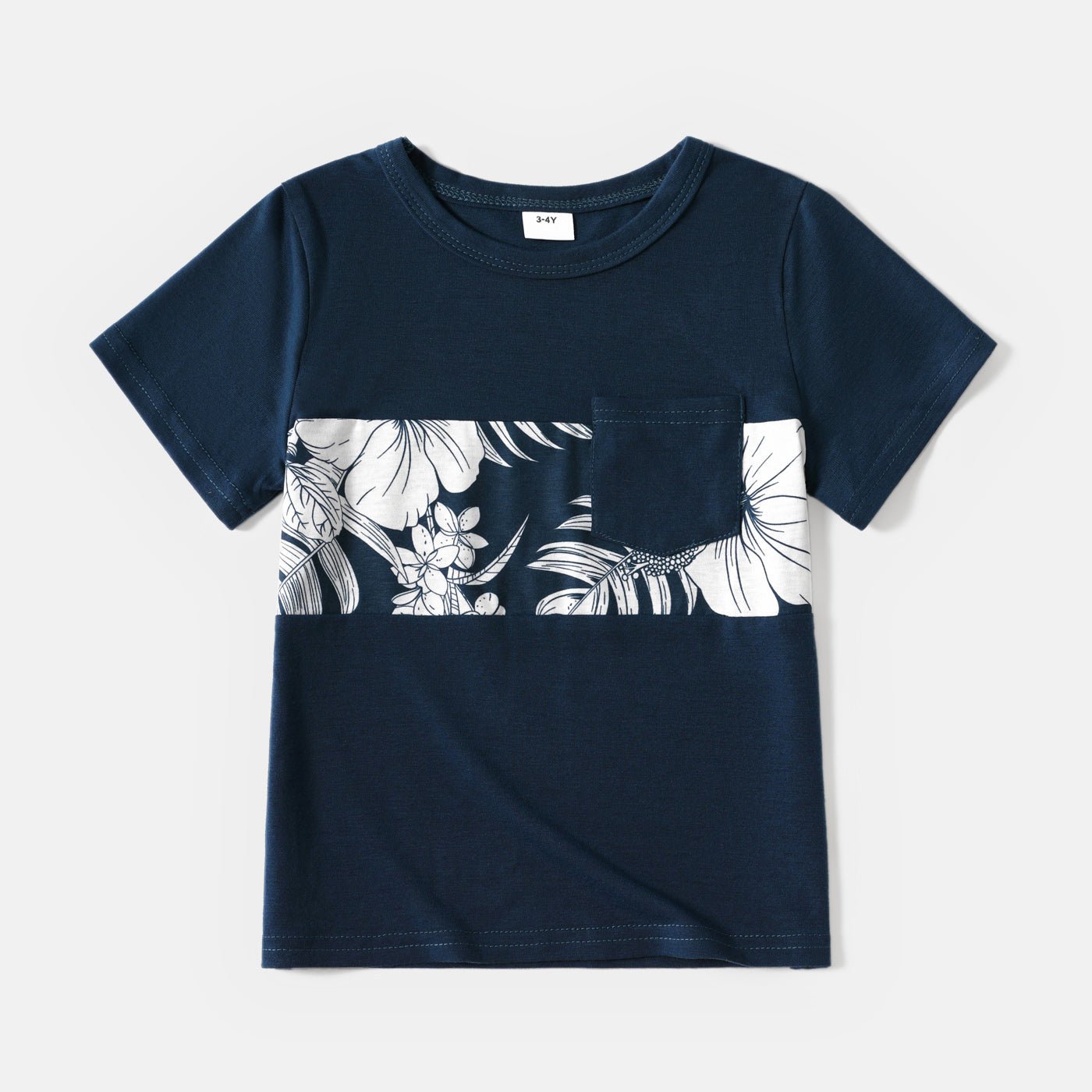 Family Matching Cotton Short-sleeve Colorblock T-shirts and Floral Print Naia? Spliced Cami Dresses Sets - 20560619