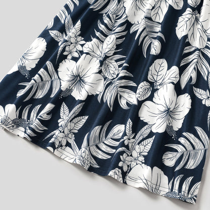 Family Matching Cotton Short-sleeve Colorblock T-shirts and Floral Print Naia? Spliced Cami Dresses Sets - 20560619