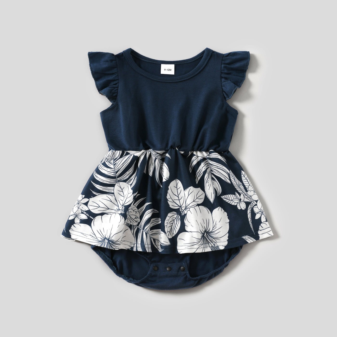 Family Matching Cotton Short-sleeve Colorblock T-shirts and Floral Print Naia? Spliced Cami Dresses Sets - 20560619