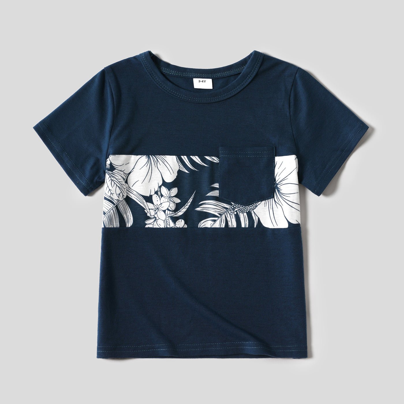 Family Matching Cotton Short-sleeve Colorblock T-shirts and Floral Print Naia? Spliced Cami Dresses Sets - 20560619