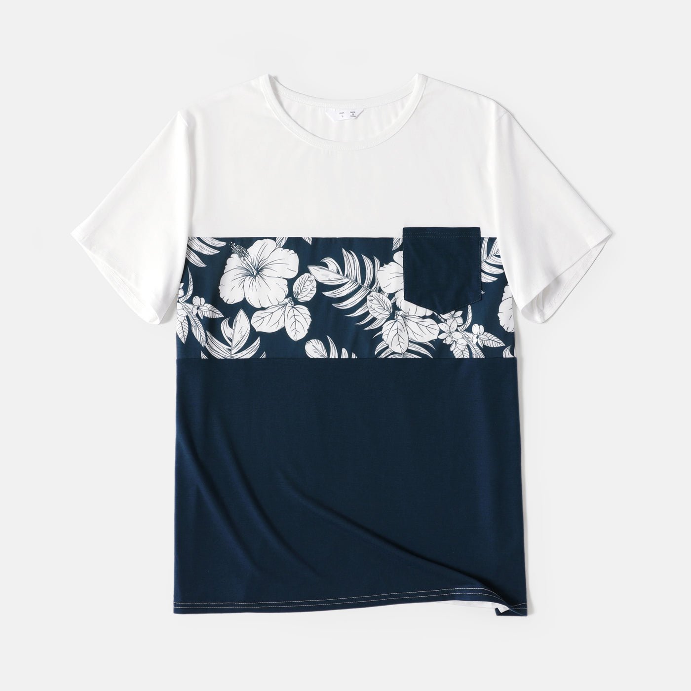 Family Matching Cotton Short-sleeve Colorblock T-shirts and Floral Print Naia? Spliced Cami Dresses Sets - 20560619