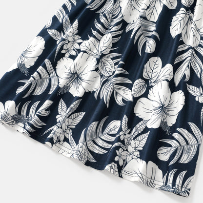 Family Matching Cotton Short-sleeve Colorblock T-shirts and Floral Print Naia? Spliced Cami Dresses Sets - 20560619