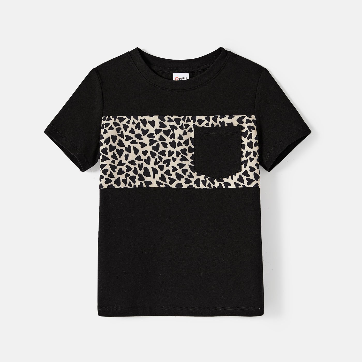 Family Matching Cotton Short-sleeve Spliced T-shirts and Leopard Print Halter Neck Sleeveless Belted Dresses Sets - 20607160
