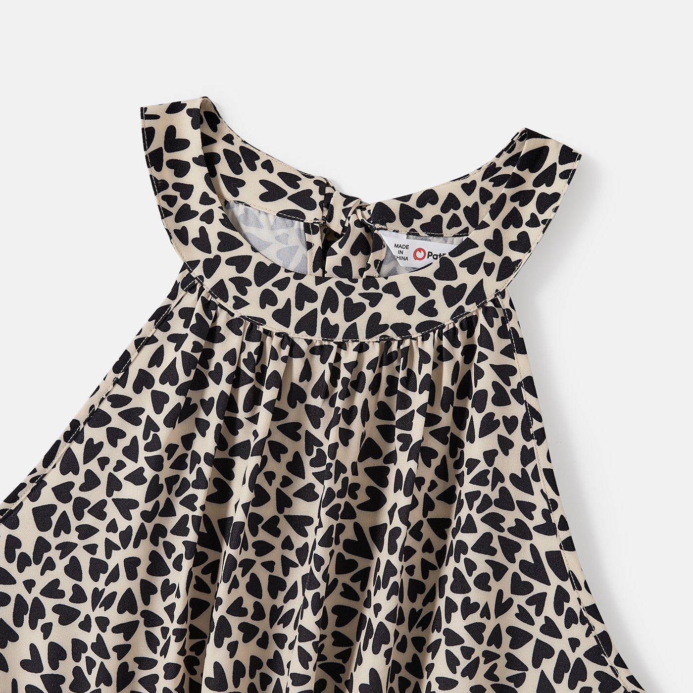 Family Matching Cotton Short-sleeve Spliced T-shirts and Leopard Print Halter Neck Sleeveless Belted Dresses Sets - 20607160