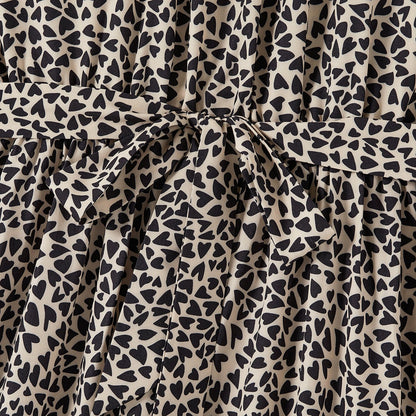 Family Matching Cotton Short-sleeve Spliced T-shirts and Leopard Print Halter Neck Sleeveless Belted Dresses Sets - 20607160