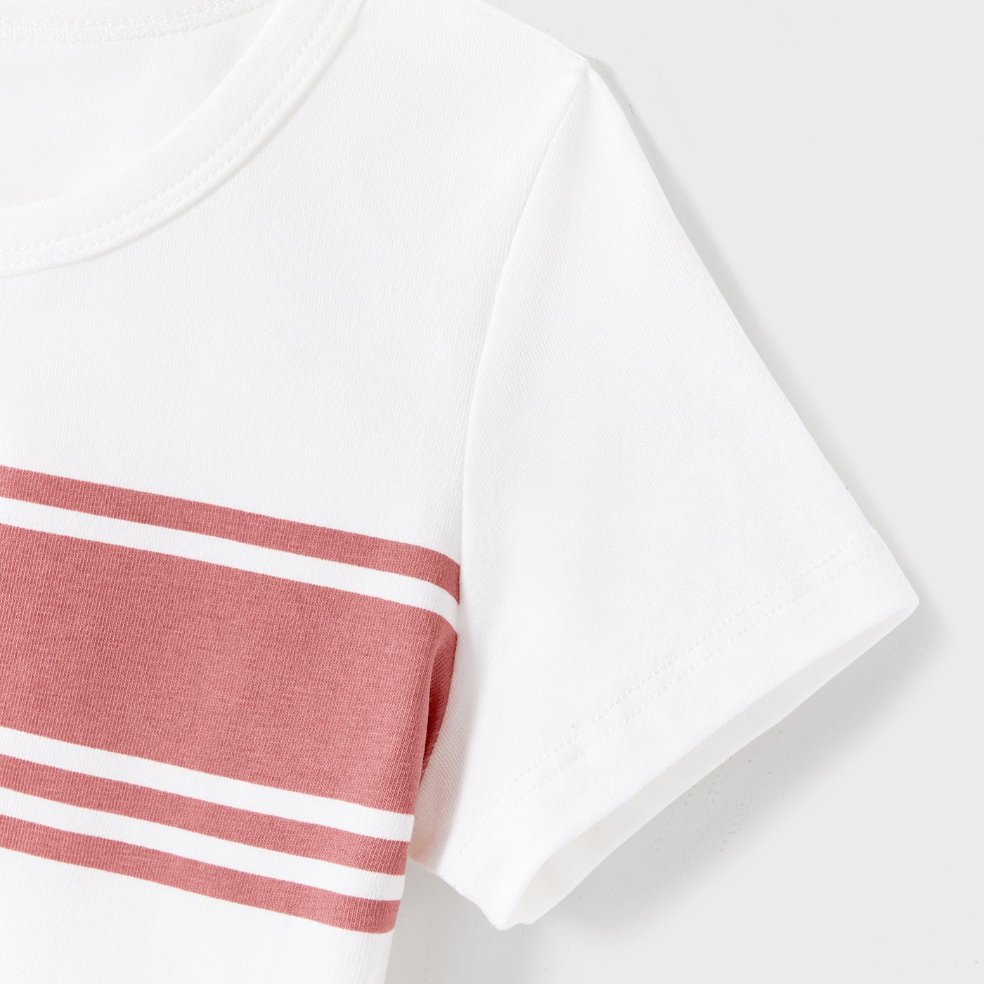 Family Matching Cotton Short-sleeve Striped T-shirts and Polka Dot Print Halter Ruffle Trim Dresses Sets - 20567819