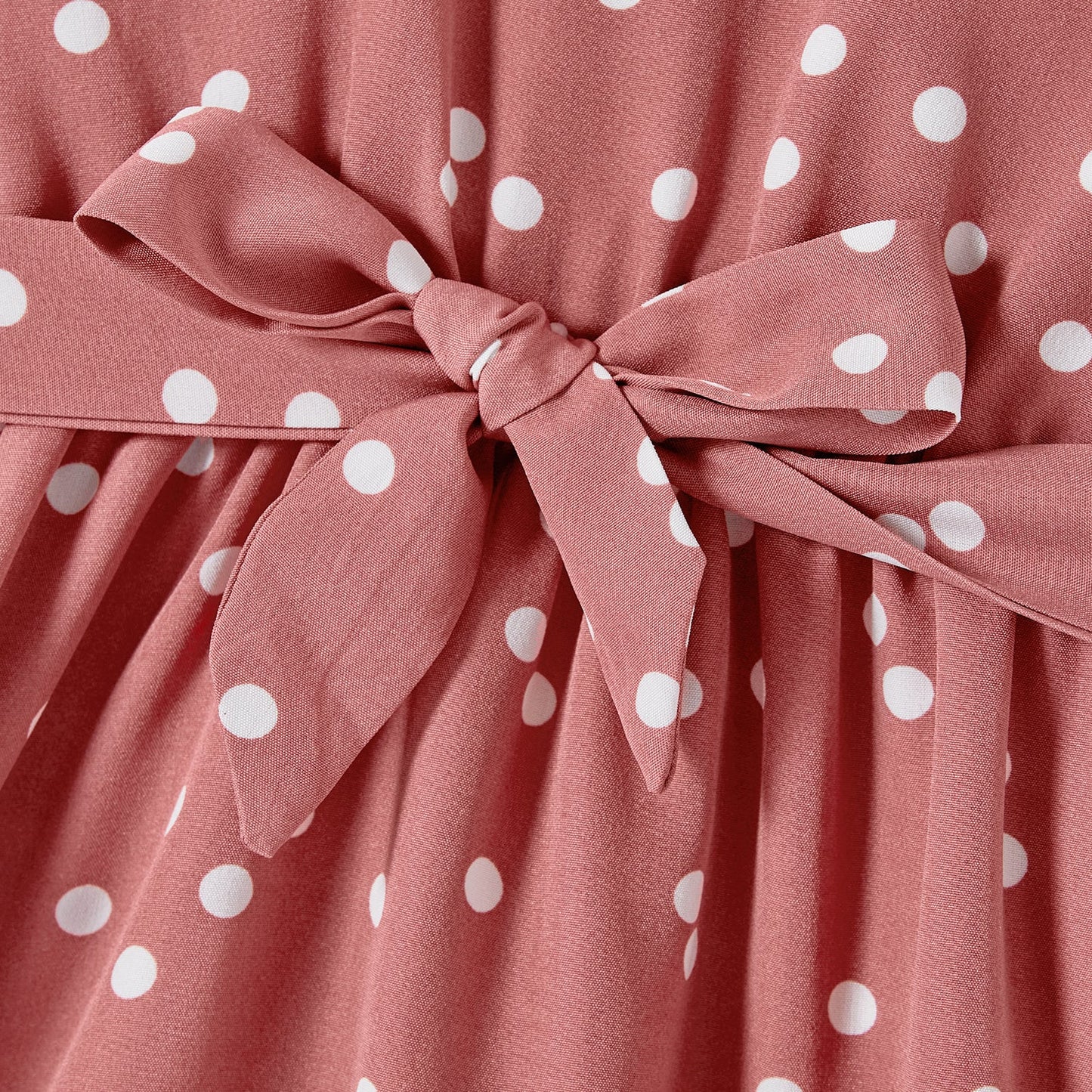 Family Matching Cotton Short-sleeve Striped T-shirts and Polka Dot Print Halter Ruffle Trim Dresses Sets - 20567819