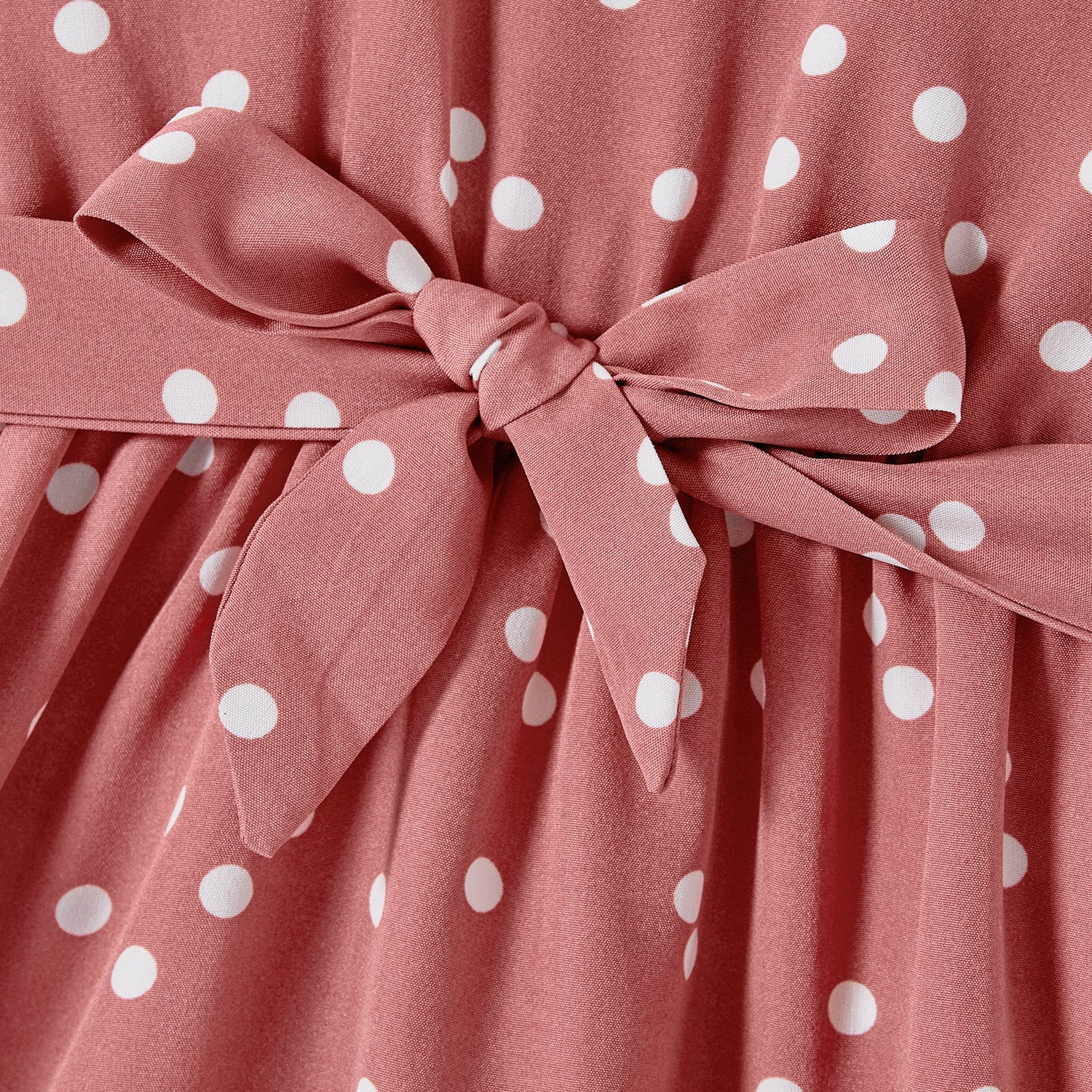 Family Matching Cotton Short-sleeve Striped T-shirts and Polka Dot Print Halter Ruffle Trim Dresses Sets - 20567819
