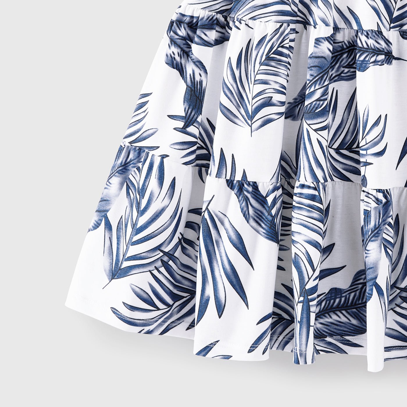 Family Matching Cotton Short-sleeve T-shirt and Plant Print Naia? Spliced Ruffle Trim Cami Dresses Sets - 20560651