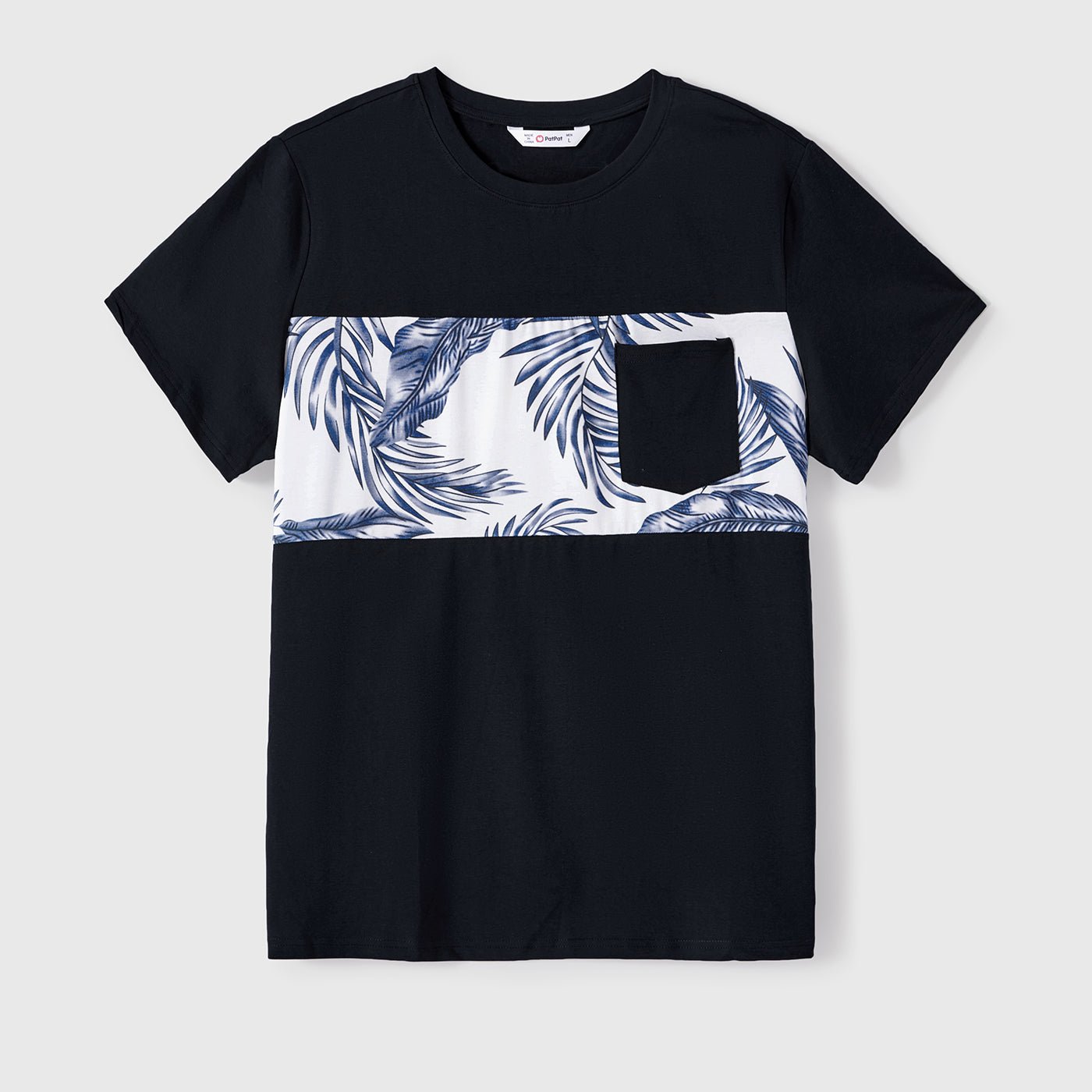 Family Matching Cotton Short-sleeve T-shirt and Plant Print Naia? Spliced Ruffle Trim Cami Dresses Sets - 20560651