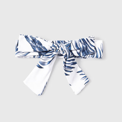 Family Matching Cotton Short-sleeve T-shirt and Plant Print Naia? Spliced Ruffle Trim Cami Dresses Sets - 20560651