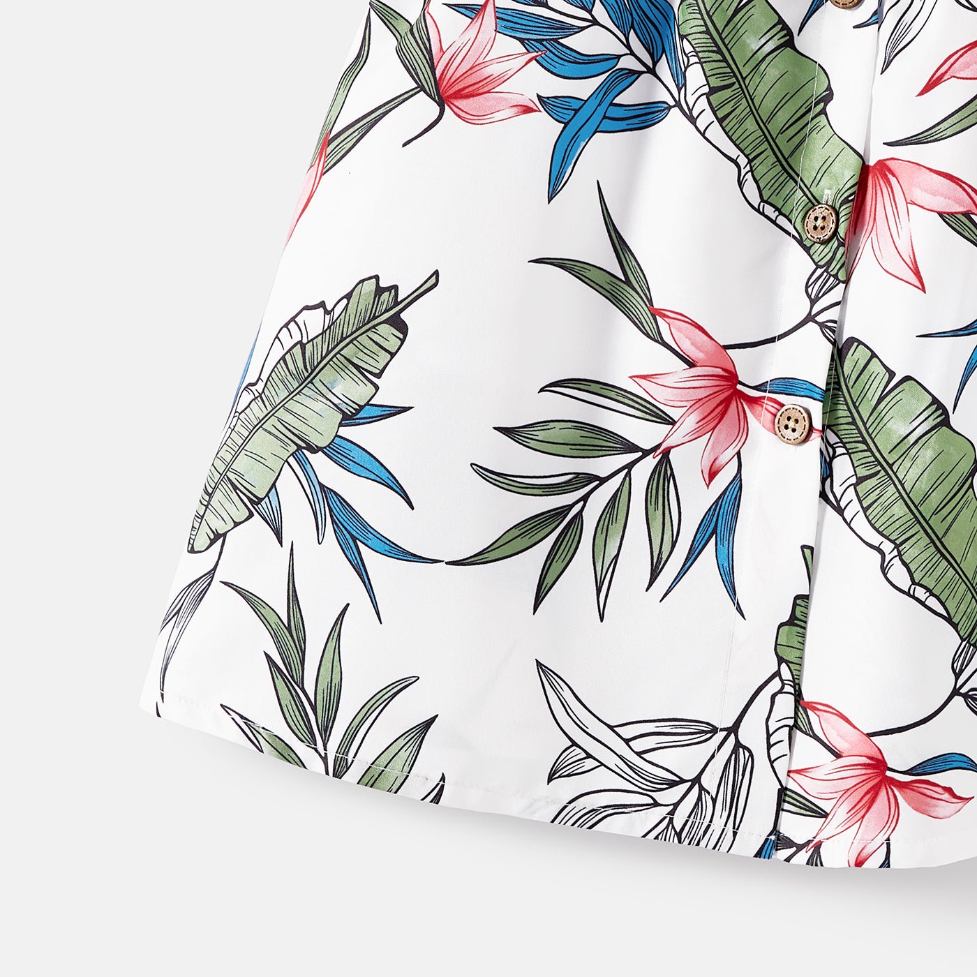 Family Matching Cotton Short-sleeve T-shirts and Allover Floral Print Button Front Cami Dresses Sets - 20574179