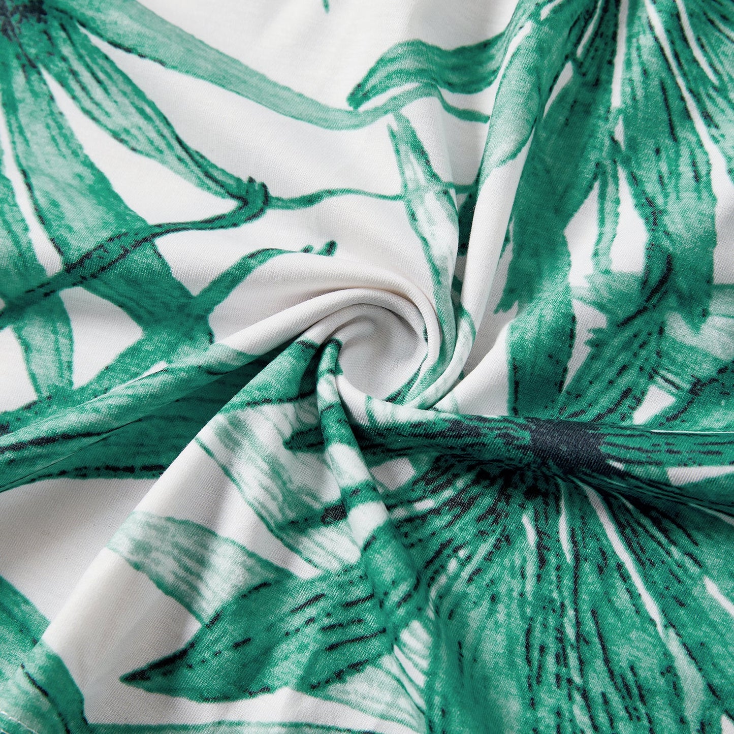 Family Matching Cotton Short-sleeve T-shirts and Allover Plant Print Spliced Naia? Cami Dresses Sets - 20588791