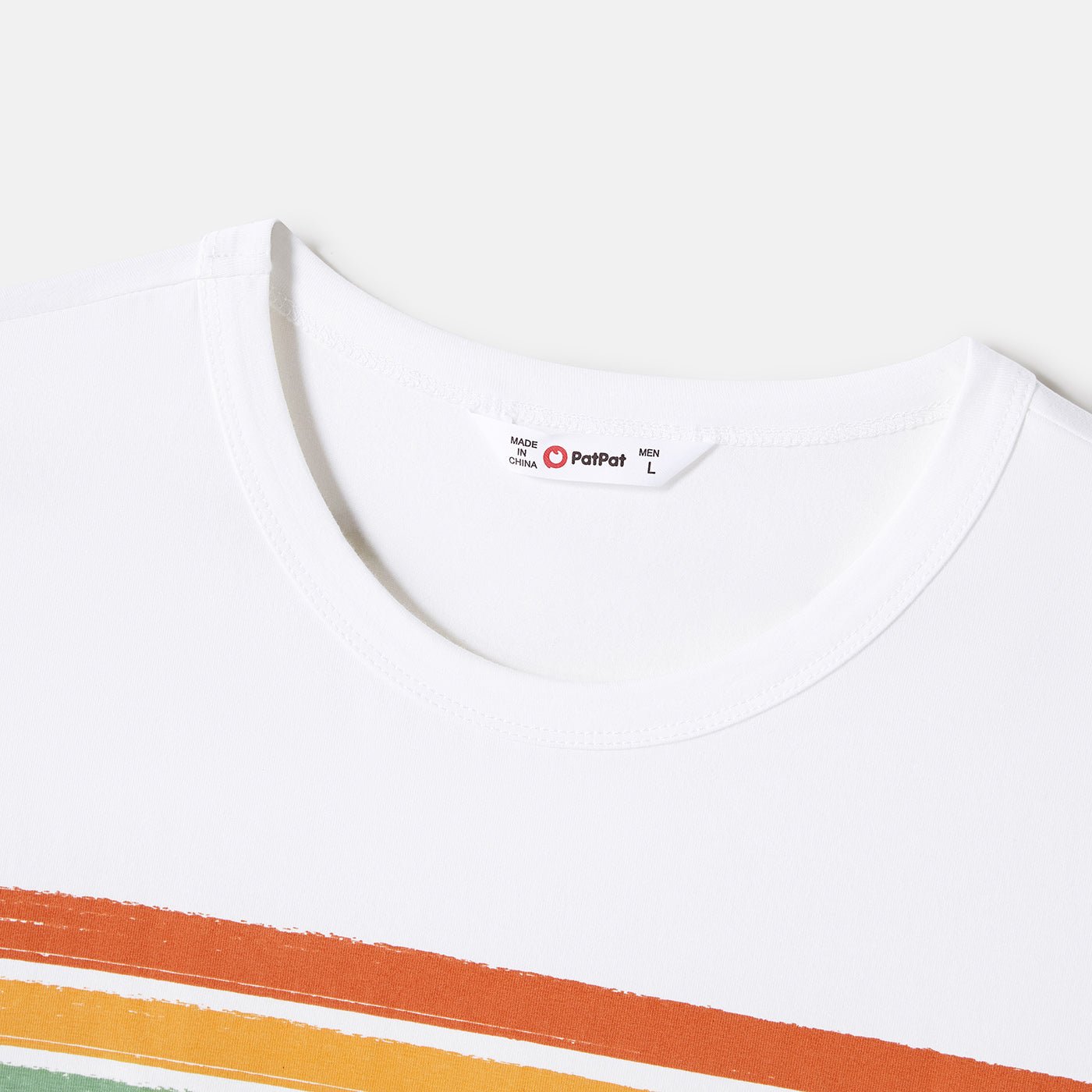 Family Matching Cotton Short-sleeve T-shirts and Colorful Striped Flutter-sleeve Dresses Sets - 20568939