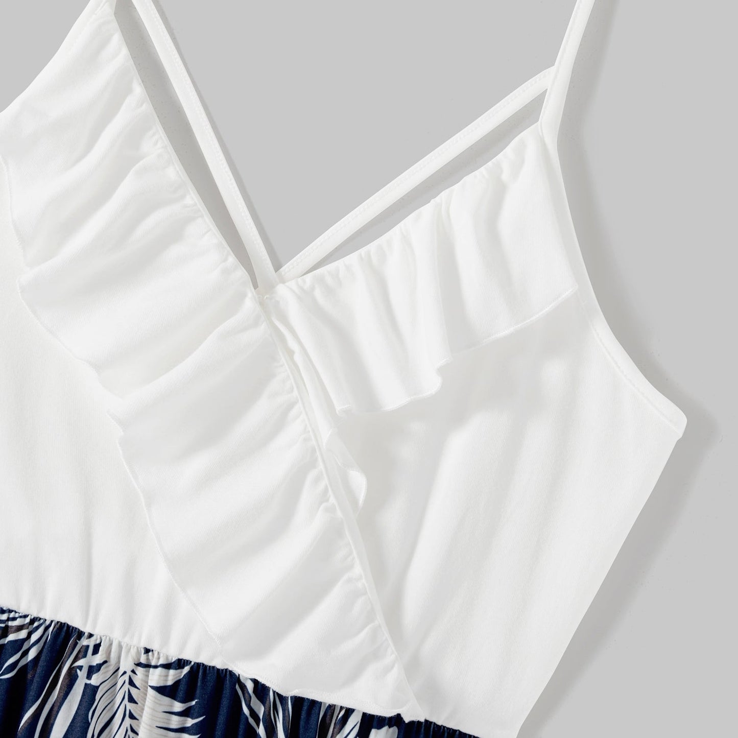 Family Matching Cotton Short-sleeve T-shirts and Floral Print Naia? Spliced Ruffle Trim Cami Dresses Sets - 20560677