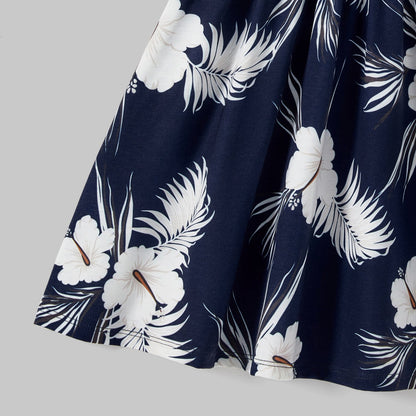 Family Matching Cotton Short-sleeve T-shirts and Floral Print Naia? Spliced Ruffle Trim Cami Dresses Sets - 20560677