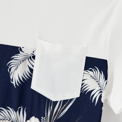 Family Matching Cotton Short-sleeve T-shirts and Floral Print Naia? Spliced Ruffle Trim Cami Dresses Sets - 20560677