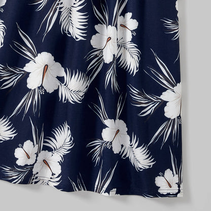 Family Matching Cotton Short-sleeve T-shirts and Floral Print Naia? Spliced Ruffle Trim Cami Dresses Sets - 20560677