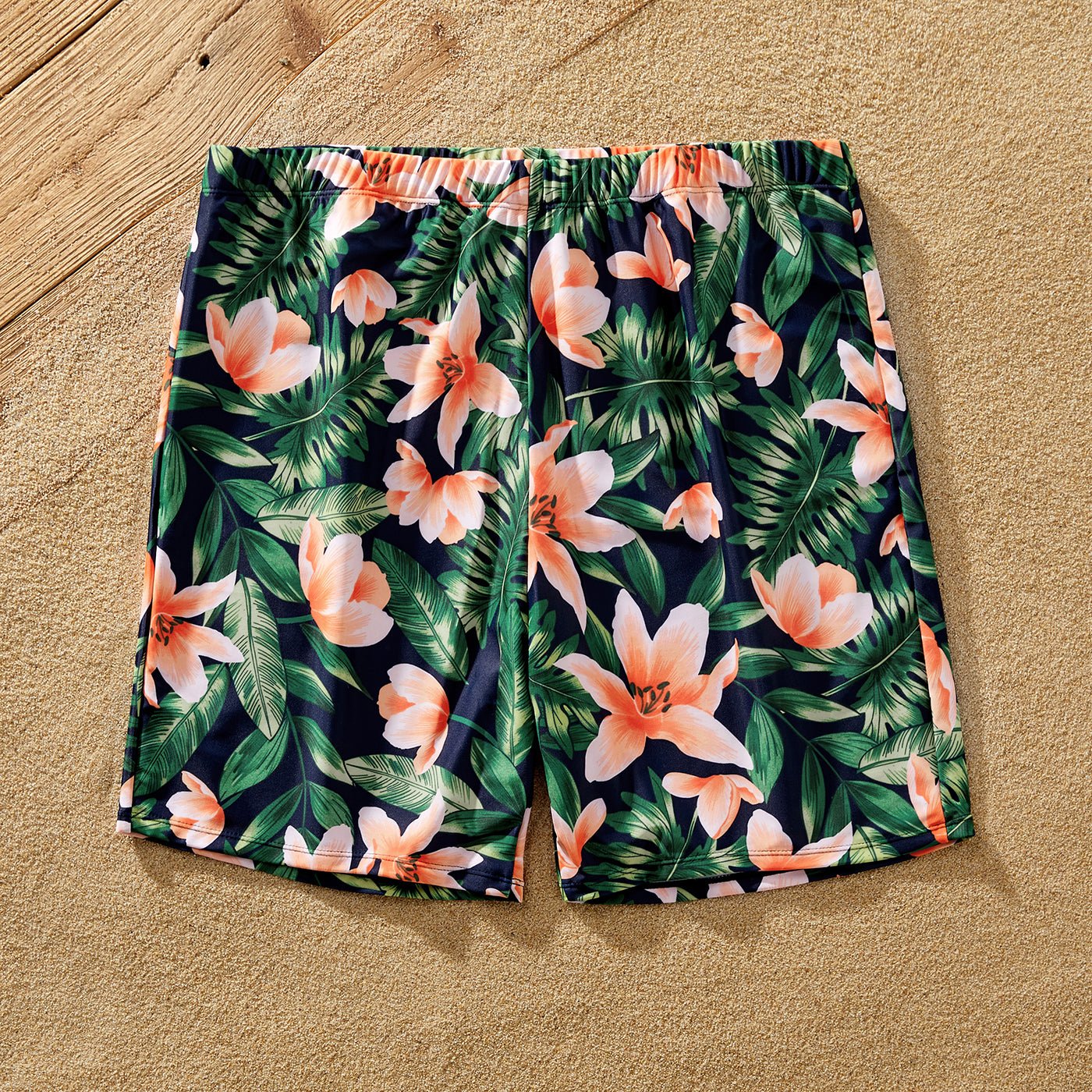 Family Matching Floral Plant Print Ruffled One-piece Swimsuit or Swim Trunks Shorts - 20657094