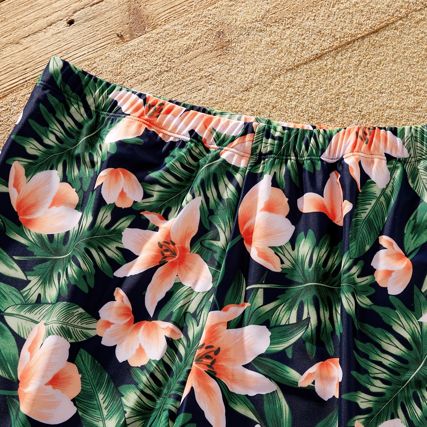 Family Matching Floral Plant Print Ruffled One-piece Swimsuit or Swim Trunks Shorts - 20657094