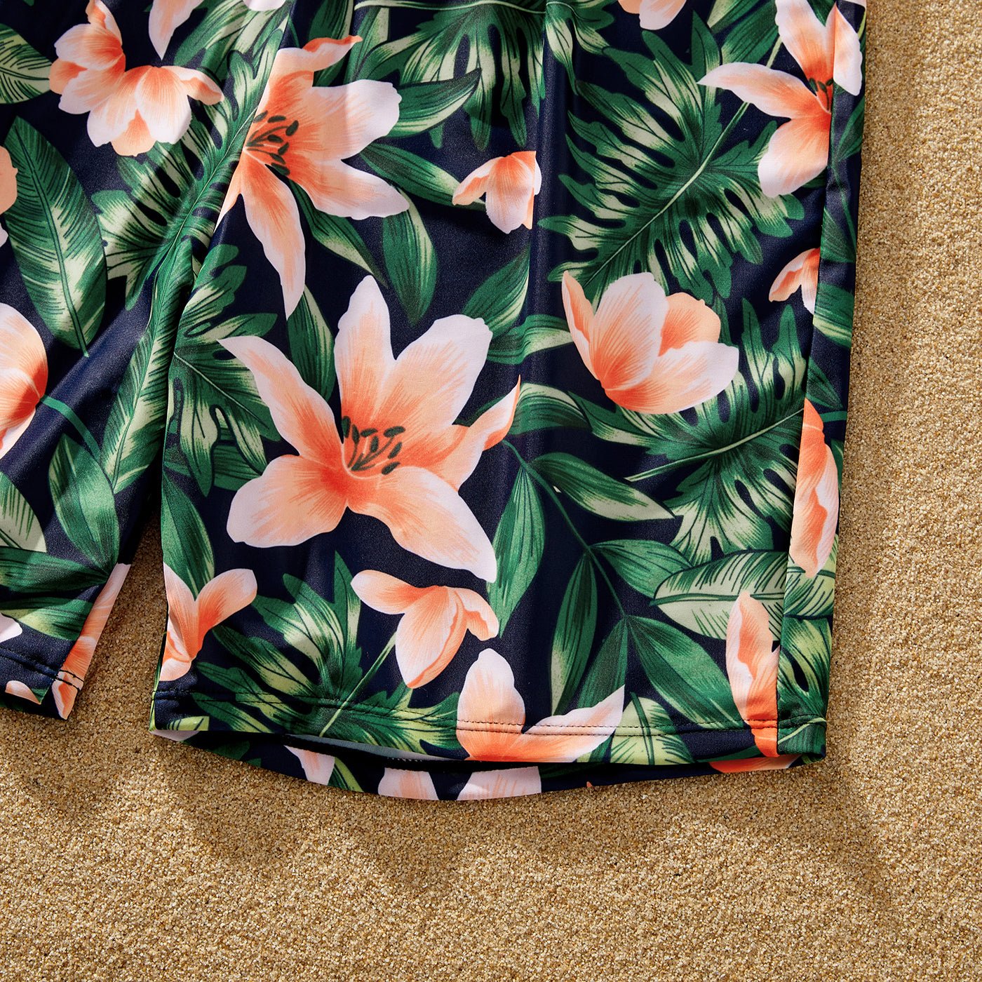 Family Matching Floral Plant Print Ruffled One-piece Swimsuit or Swim Trunks Shorts - 20657094