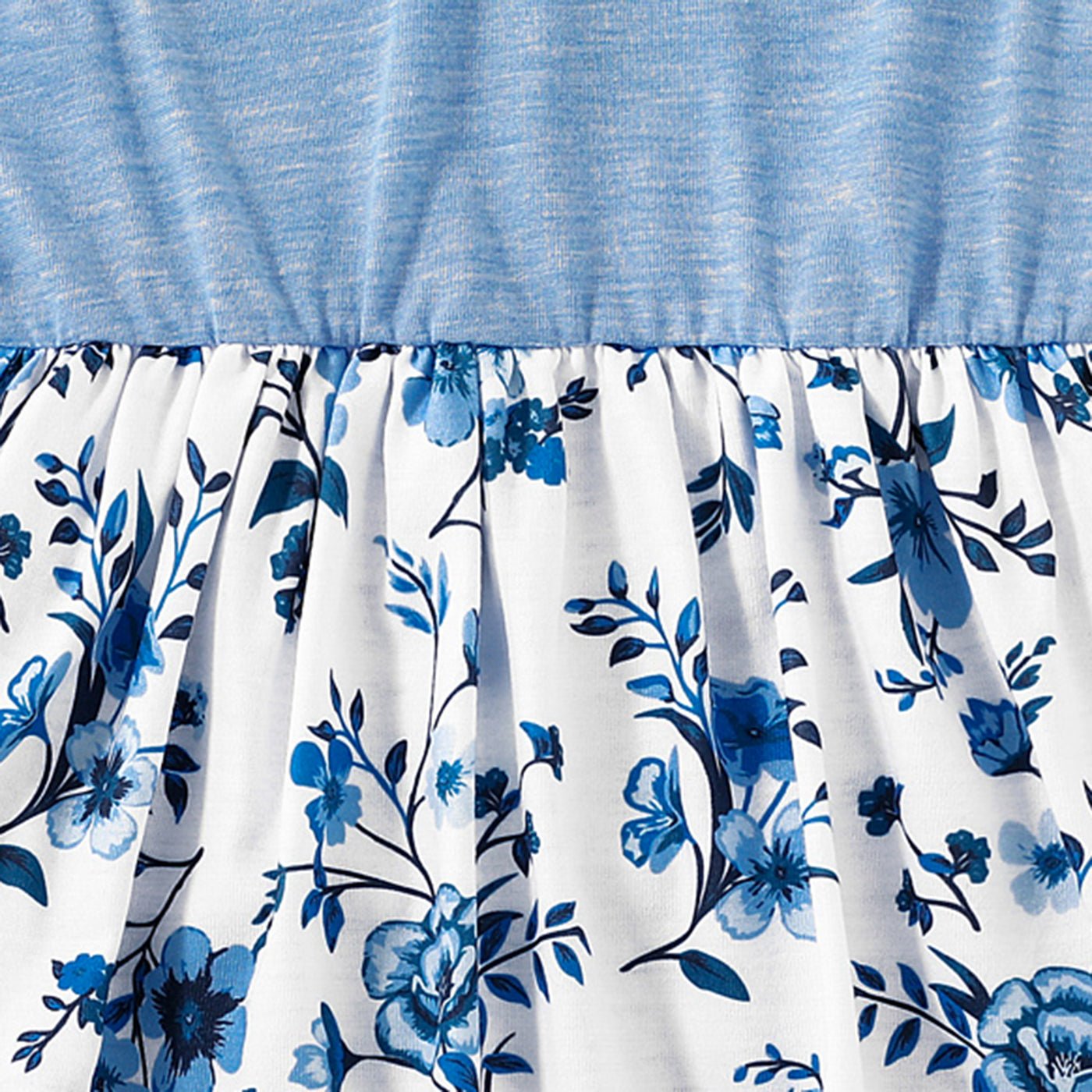 Family Matching Floral Print High Low Hem Flutter-sleeve Spliced Naia? Dresses and Short-sleeve Striped T-shirts Sets - 20556516