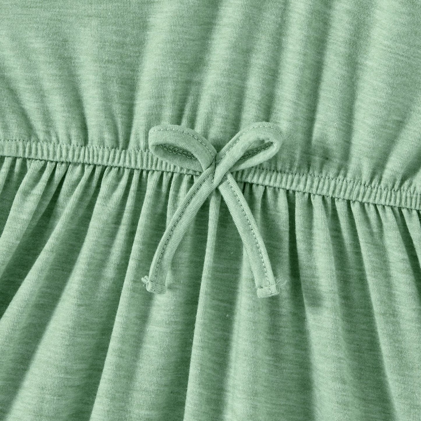 Family Matching Green Halter Neck Sleeveless Drawstring Dresses and Striped Splicing Short-sleeve T-shirts Sets - 20333839