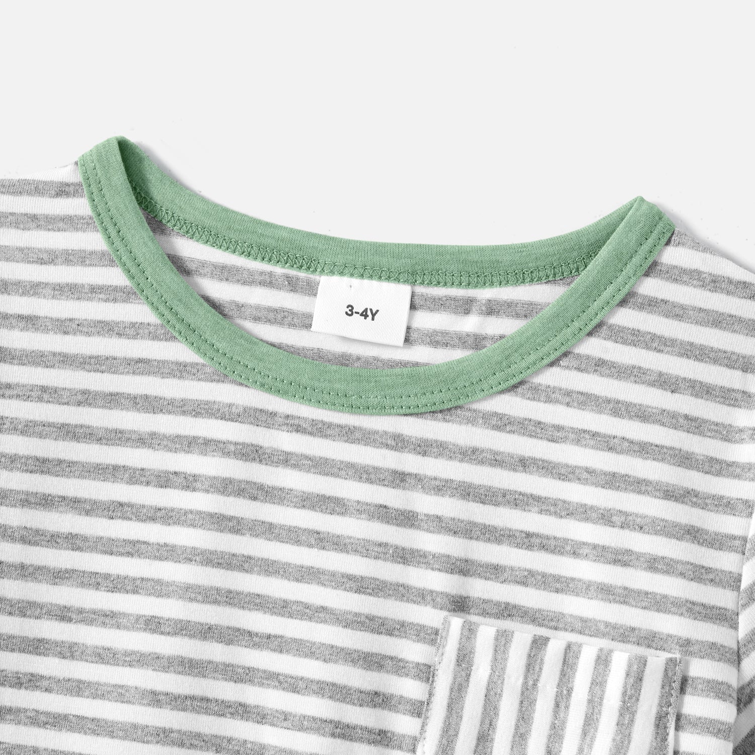 Family Matching Green Halter Neck Sleeveless Drawstring Dresses and Striped Splicing Short-sleeve T-shirts Sets - 20333839