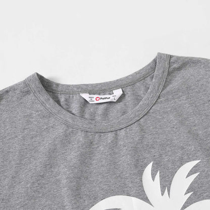Family Matching Outfits Coconut Tree & Letter Print T-shirts - 20445414