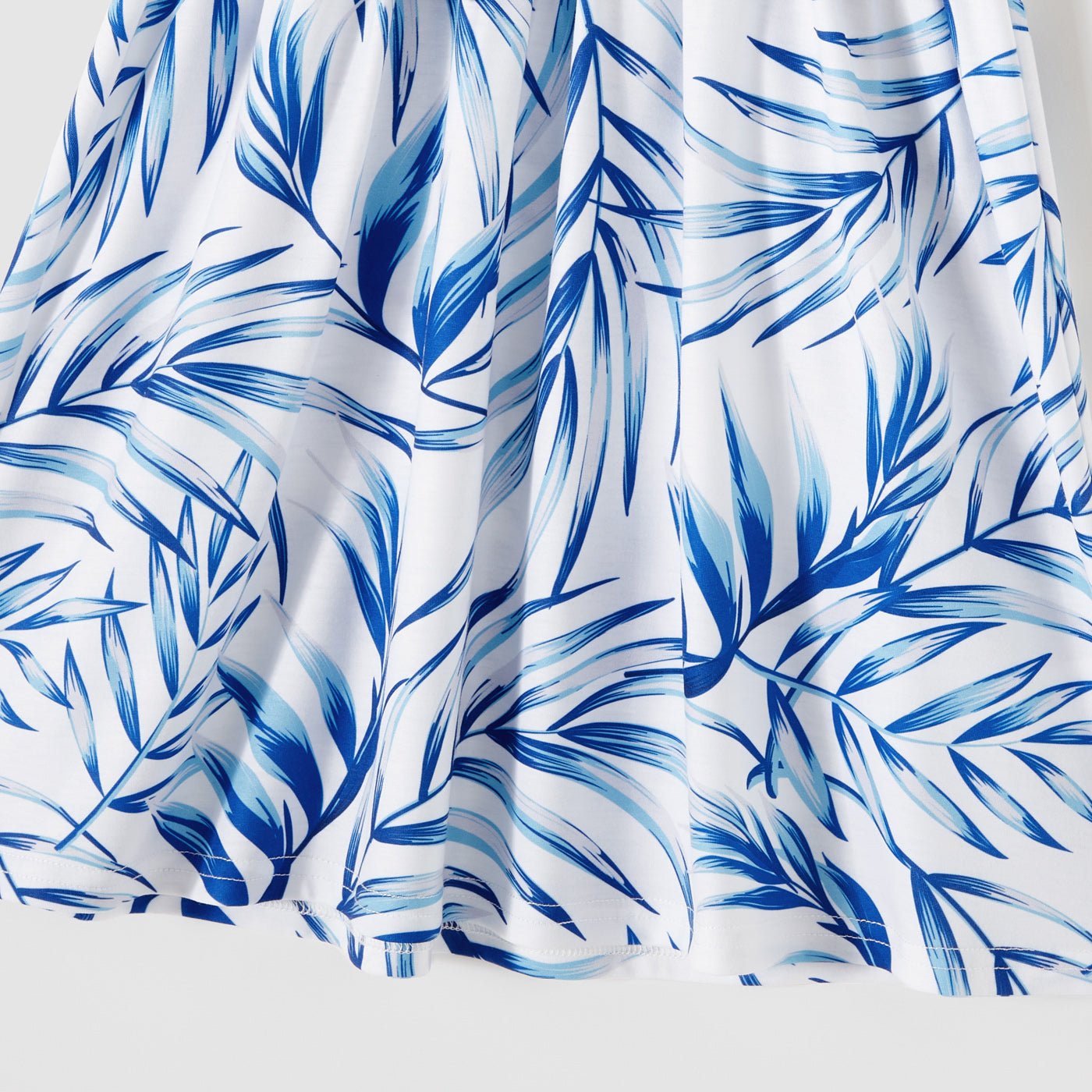 Family Matching Outfits Floral Printed Flutter Sleeve Belt Waist with Bowknot Dress and T-shirts - 20340763