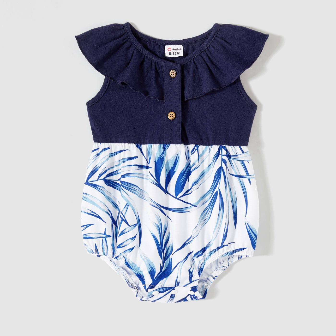 Family Matching Outfits Floral Printed Flutter Sleeve Belt Waist with Bowknot Dress and T-shirts - 20340763