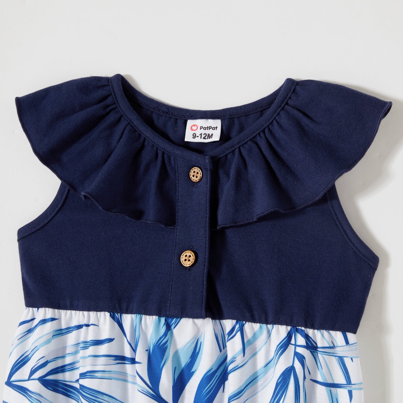 Family Matching Outfits Floral Printed Flutter Sleeve Belt Waist with Bowknot Dress and T-shirts - 20340763