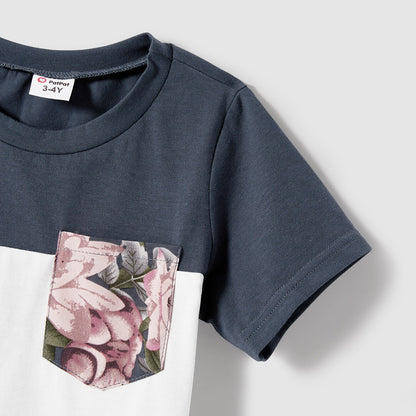 Family Matching Outfits Floral Printed V-neck Cami Dress and T-shirts - 20610125