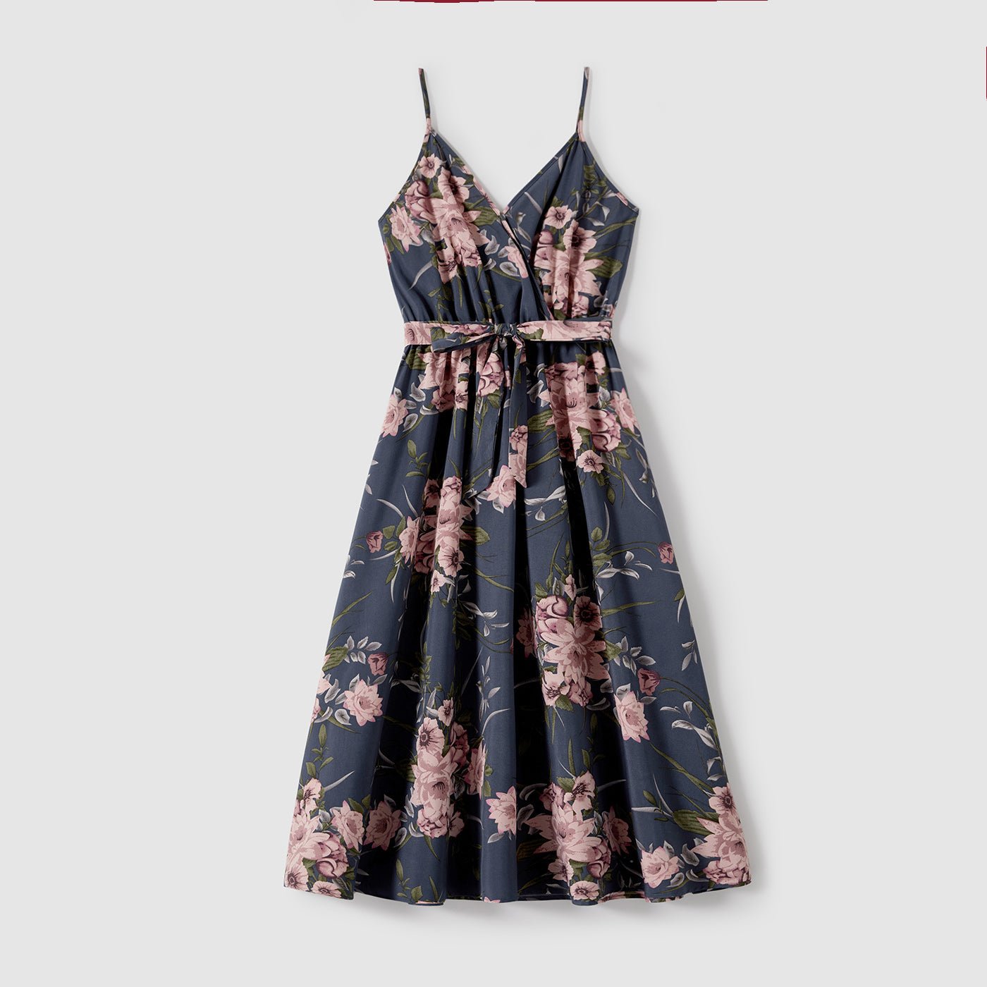 Family Matching Outfits Floral Printed V-neck Cami Dress and T-shirts with Pocket - 20610125