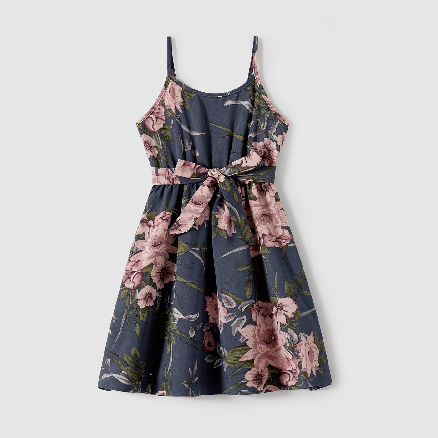 Family Matching Outfits Floral Printed V-neck Cami Dress and T-shirts with Pocket - 20610125