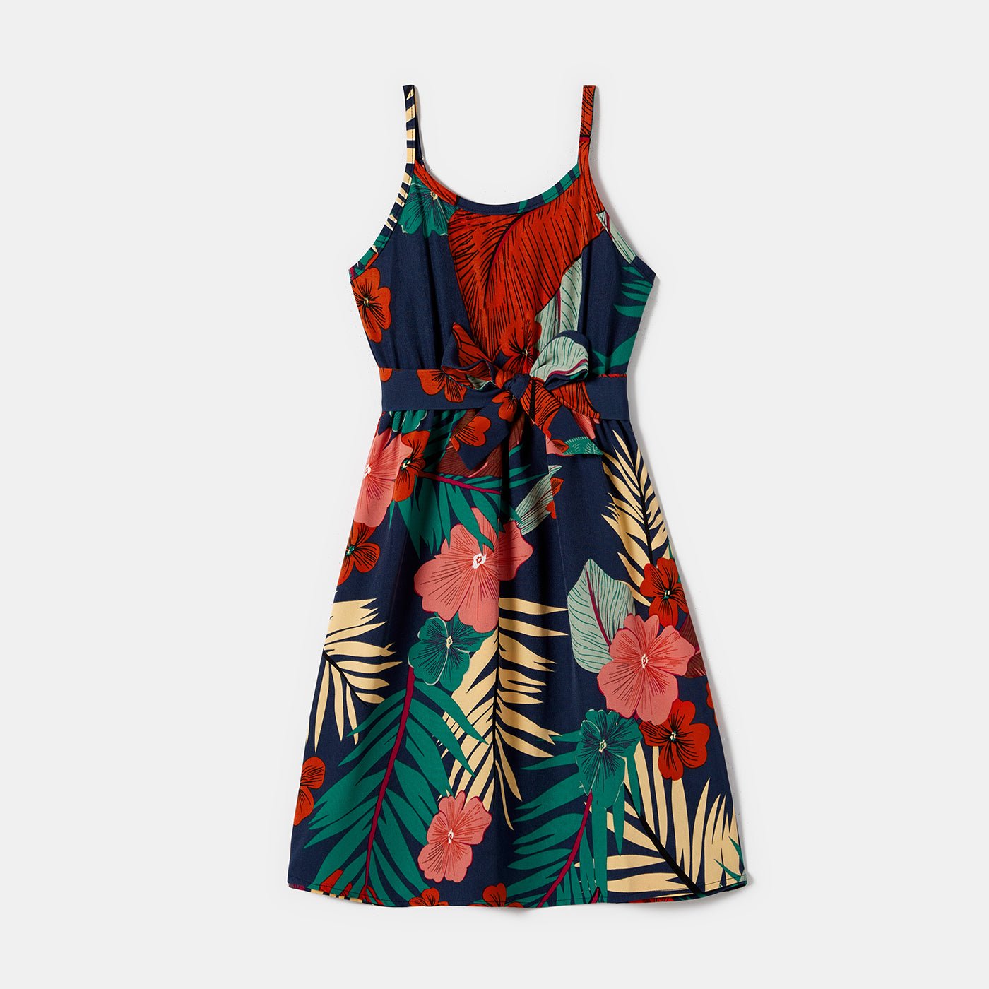 Family Matching Plant Floral Print Slip Dresses and Short-sleeve T-shirts Sets - 20641021