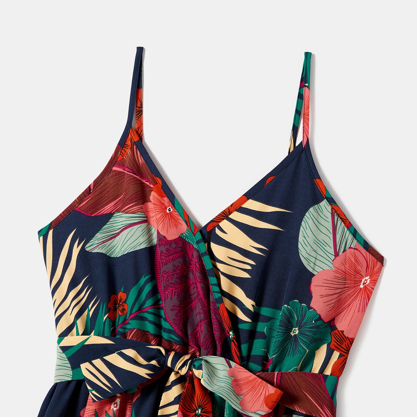 Family Matching Plant Floral Print Slip Dresses and Short-sleeve T-shirts Sets - 20641021
