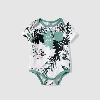 Family Matching Plant Print Belted Slip Dresses and Tank Top Sets - 20637109